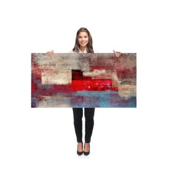 Imagem de Quadro Decorativo Grande Sala 100x50 Abstrato arte vermelho branco Qua