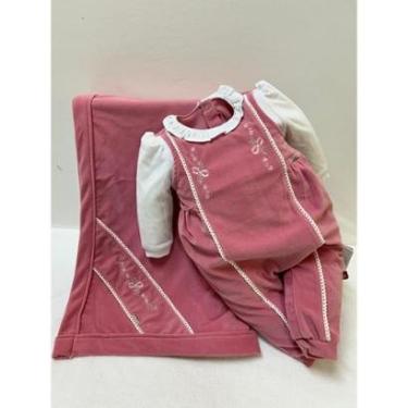 Imagem de Saída Maternidade Plush Bebê Menina Bordado Paraiso Rf 16137-Feminino