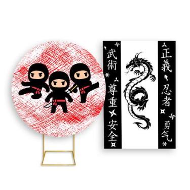 Imagem de Painel De Festa Redondo 1,50x1,50 + Painel Vertical 1,50x2,20 - Ninja 