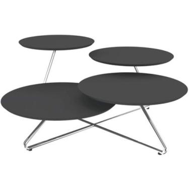 Imagem de Mesa Centro Bottom MDF Preto Estrutura Cromada 72 cm (LARG) - 35882 - 