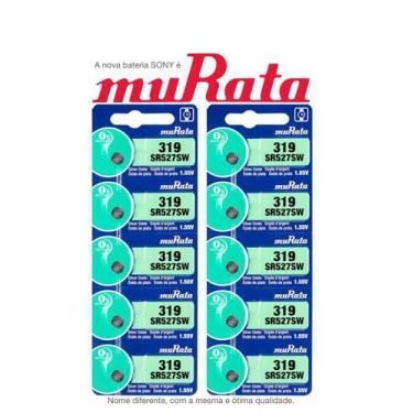 Imagem de 10 Baterias Murata 319 SR527SW 1.55V Célula de Botão de Relógio de Óxi