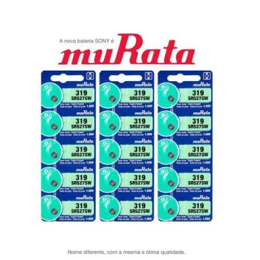Imagem de 15 Baterias Murata 319 SR527SW 1.55V Célula de Botão de Relógio de Óxi