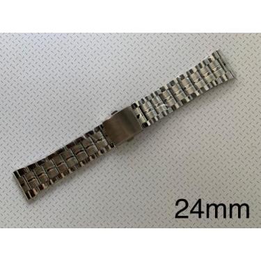 Imagem de 01 Pulseira de Aço Prateada Terminal Reto 24mm - Universal