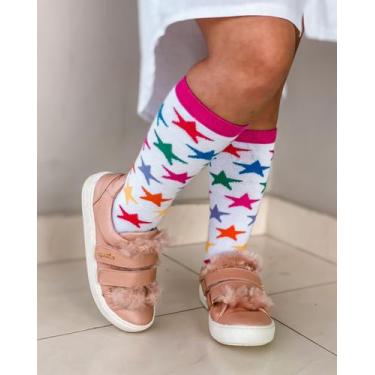 Imagem de Meia 3/4 Cano Alto Estrelada Branca Infantil e Adulto - Miimos, M