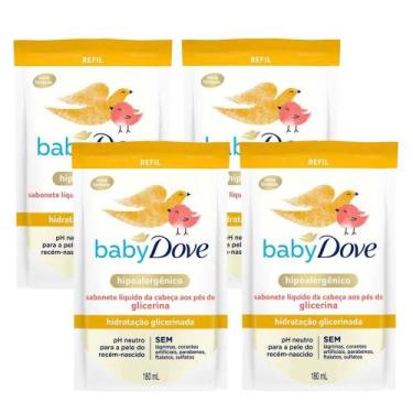 Imagem de Kit 4 Refis Sabonete Líquido Baby Dove Hidratação Glicerinada 180ml
