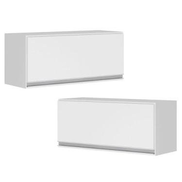 Imagem de Kit 02 Armários Aéreo Multiuso Geladeira Lux 60cm 100% MDF 01 Porta Ba