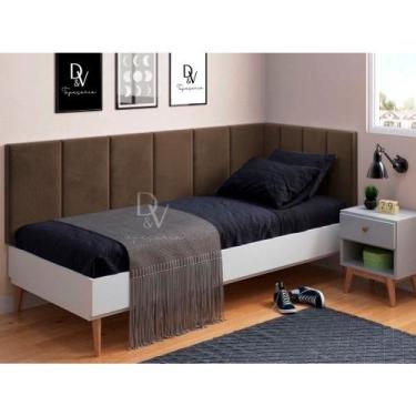 Imagem de Conjunto de cabeceira em l para cama de solteiro 0,90 las vegas - 7 co