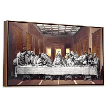 Imagem de Quadro Grande Santa Ceia Moldura e Canvas 63x93cm ref07 - RR Decor, Mo
