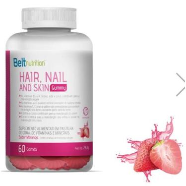 Imagem de Belt Hair Nail And Skin Gummy Morango 60 Gomas - Belt Nutrition 