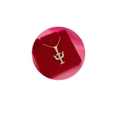 Imagem de Colar Corrente Profissão Psicologia Cravejado Banho De Ouro - Crislu P