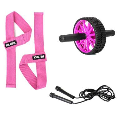Imagem de Kit Strap + Roda Abdominal + Corda Treino Funcional Academia - MR. DUC