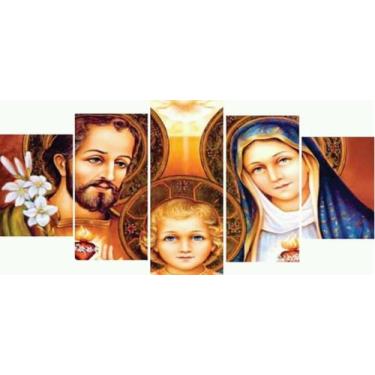 Imagem de Painel De Quadro Mosaico 5 Partes Para Sala Sagrada Familia - Paradeco