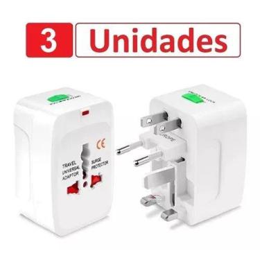 Imagem de 3 Adaptadores Tomada Europeu Universal Argentina México Eua - SWEET HO