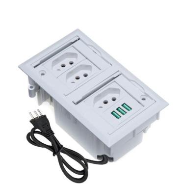 Imagem de Caixa De Tomada 4 Blocos Embutir 3 Tomadas 20A 3USB 5.2A - CONNECT CAI