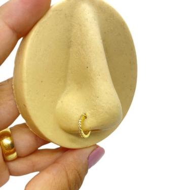 Imagem de Piercing Argola Orelha e Nariz Cravejada Com Pedras Zircônia Torção 8m