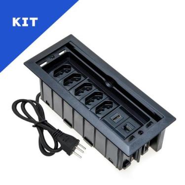 Imagem de Kit 2 Caixas De Tomadas 7 Blocos 5 Tom 10A 1 HDMI 1 Rj45 - CONNECT CAI