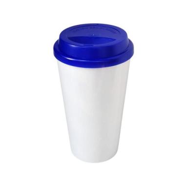 Imagem de Copo Buck 500ml Branco com Tampa Azul Escuro - -