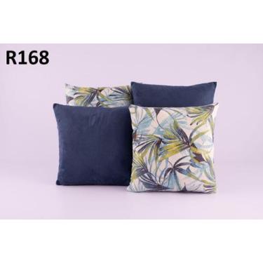 Imagem de  Almofada Sala Decorativa Jacquard 4 unidades - Azul Marinho - Mariall