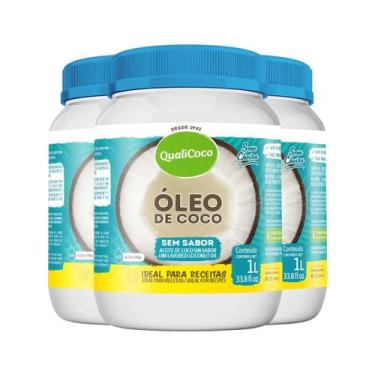 Imagem de Kit 3 Óleo de coco Sem sabor Qualicoco 1 litro - Qualicôco
