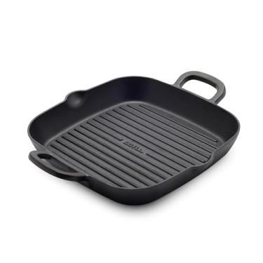 Imagem de GreenPan Frigideira quadrada Bobby Flay de ferro fundido de 28 cm, frigideira resistente de grau profissional pré-temperada, alças auxiliares, adequadas para indução, fogão, forno, churrasco e fogo