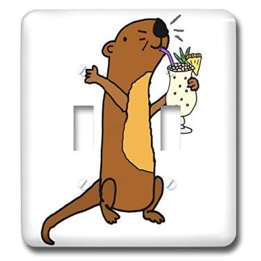 Imagem de 3dRose Capa para interruptor de luz lsp_315990_2, Lontra Marinha Divertida Bebendo Pina Colada Beach Cartoon