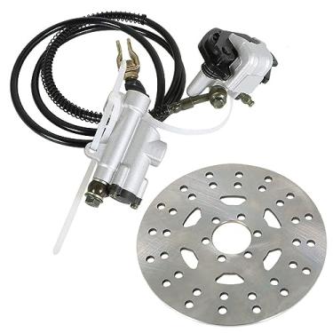 Imagem de labwork Conjunto de freio hidráulico traseiro de 1,55 m de mangueira de cilindro mestre e substituição de rotor de disco para Go-kart