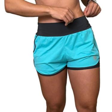 Imagem de Short Duplo Fitness Academia Feminino Beach Tennis LaBrun, M, Azul tur