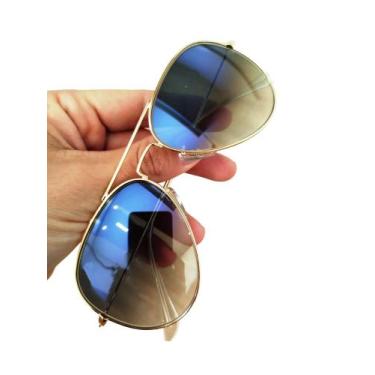 Imagem de Óculos De Sol Aviador Azul Degrade Armação Metal Unissex UV400 - Impér