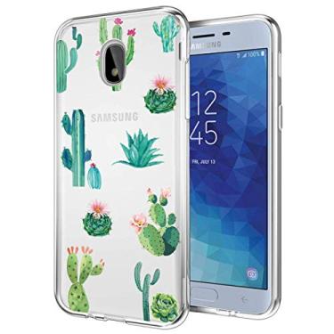 Imagem de Bohefo Capa transparente compatível com Galaxy J7 Refine/J7 2018/J7 Star/J7V 2ª geração/J7 Aero/J7 para meninas, linda capa protetora de TPU macio à prova de choque para Samsung Galaxy J7 2018 (cacto)