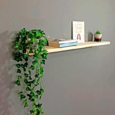 Imagem de Prateleira de Parede de Ferro e Madeira Industrial Suspensa 100cm Natu