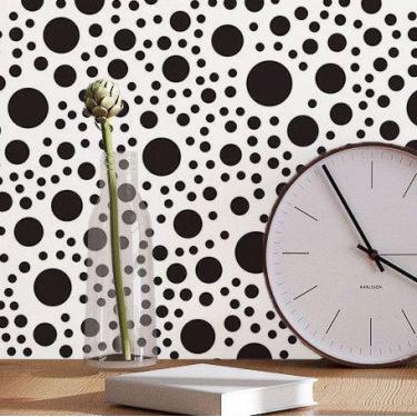 Imagem de Papel De Parede Adesivo Bolinhas Poá P&B N017055 0,58X3M - Adesivo BR