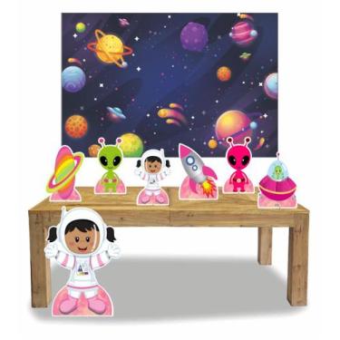 Imagem de Kit Display de chão totens Astronauta Menina 01 7 Pçs + Painel 150x100