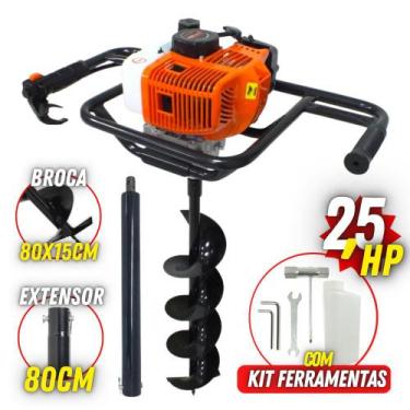 Imagem de KIT Perfurador de Solo Vulcan VPS520-S 2T 52CC com Broca 80x15cm + Ext