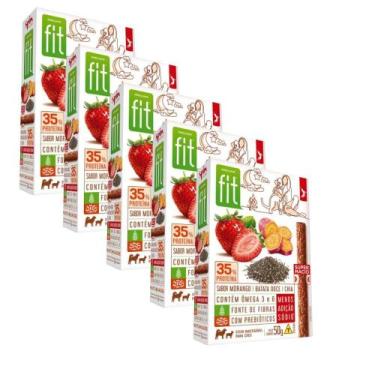Imagem de Kit 5 Petiscos P/ Cães Sticks FIT Spin Pet - 50g - Morango