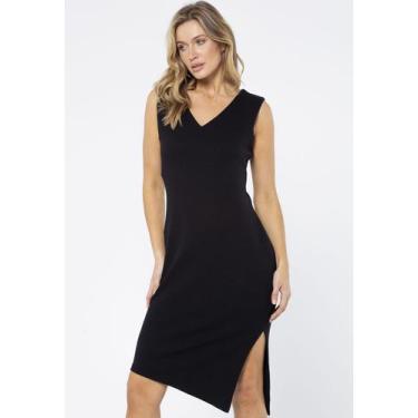 Imagem de Vestido Tubinho Sabiá Malha Recorte Assimétrico Preto - Amazonia Vital