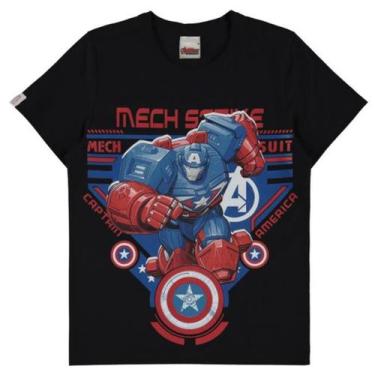 Imagem de Camiseta Infantil Manga Curta Vingadores Malwee Ref. 100456, Preto, 12