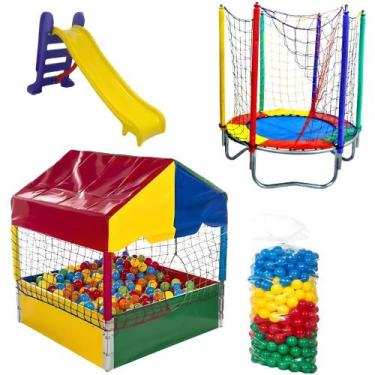 Imagem de Super Kit de Brinquedos Cama Elástica 1,40m Piscina de Bolinhas 1,00m 