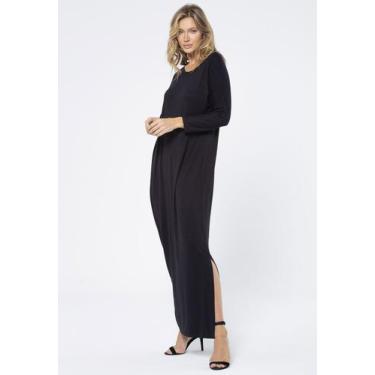 Imagem de Vestido Longo Morcego Assimétrico Preto - Amazonia Vital