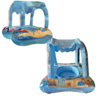 Imagem de Boia Bote com cobertura azul fralda para bebes infantil - Outros