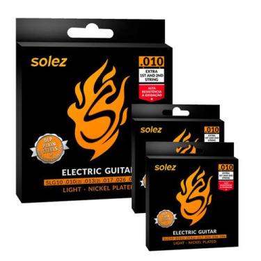 Imagem de Kit 3 Encordoamento Solez Guitarra Cordas 010 Slg10