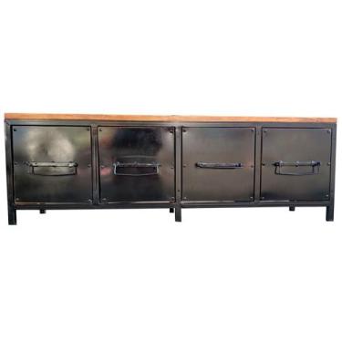 Imagem de Rack Baixo de Ferro e Madeira - Estilo Industrial com 4 Gavetas - Loja