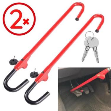 Imagem de Kit Com 2 Trava Carneiro Antifurto Pedal E Volante Aço Para Carro - Na