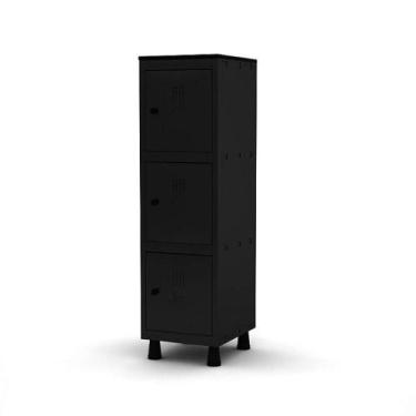 Imagem de Mini Armário Guarda Volume Locker Roupeiro 1 Vão 3 Portas MGRP501/3 Pr
