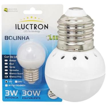 Imagem de Lâmpada Bolinha Led 3W 12V E27 Branco Frio Ip20 - ILUCTRON