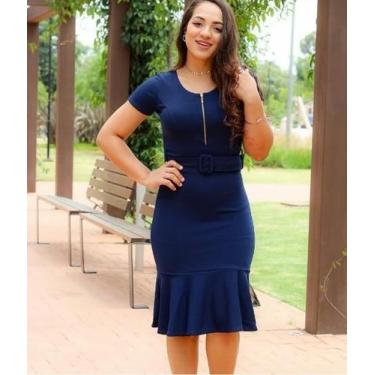 Imagem de Vestido Plus Size Babado/Zíper/Cinto Moda Evangélica Feminina - MISS F