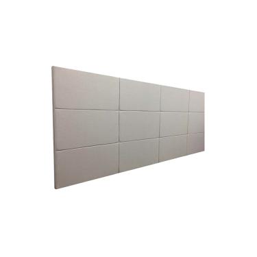 Imagem de Cabeceira Estofada Casal 12 Blocos Não é Segredo Linho Cru Mesclado 140x90