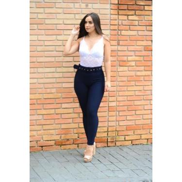 Imagem de Calça Legging Feminina Malha pop Cintura Auta Calça montaria Skiny Com