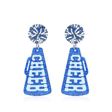 Imagem de CHEER Brincos pendentes de megafone Lightweigt Rugby Football Game Day Brincos para fãs jogadores, 1, Resina, Sem pedra preciosa
