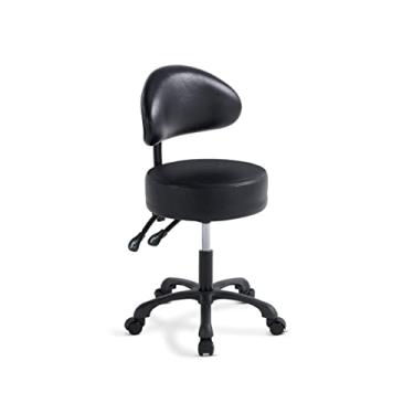 Imagem de Lilfurni Swivel Rolling Stool Round Chair,Thick Sturdy Padding,Adjustable Stool with Wheels for Doctor,Medical,Massage Salon,Office,Shop(Black)