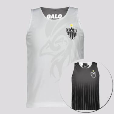 Imagem de Regata Atlético Mineiro Radical Dupla Face Infantil Branca e Preta